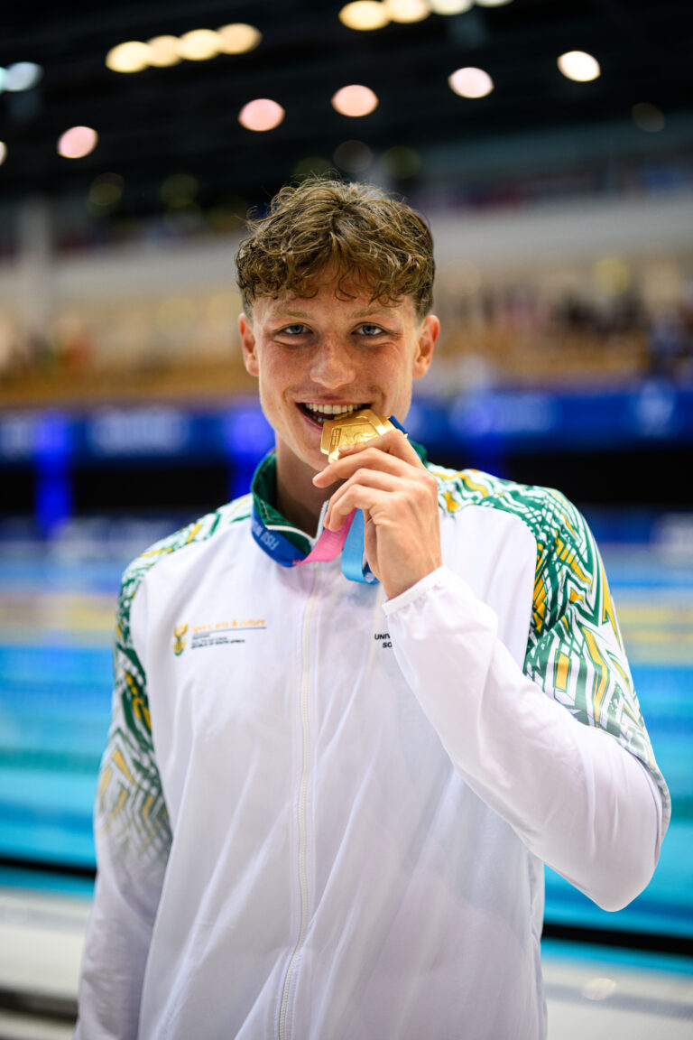 Pieter Coetze Claims Three Medals at World University Games